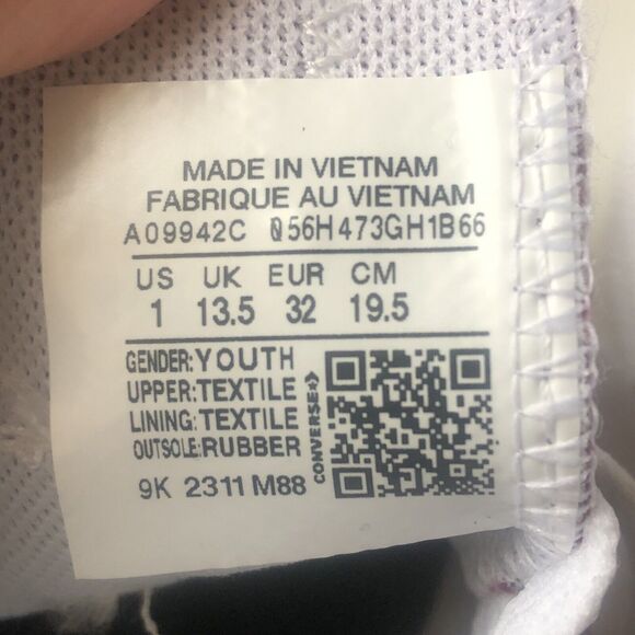 Converse Ox Canvas Sneaker 'Deep Bordeaux Youth Size 1 - 19.5 CM New - Picture 5 of 8